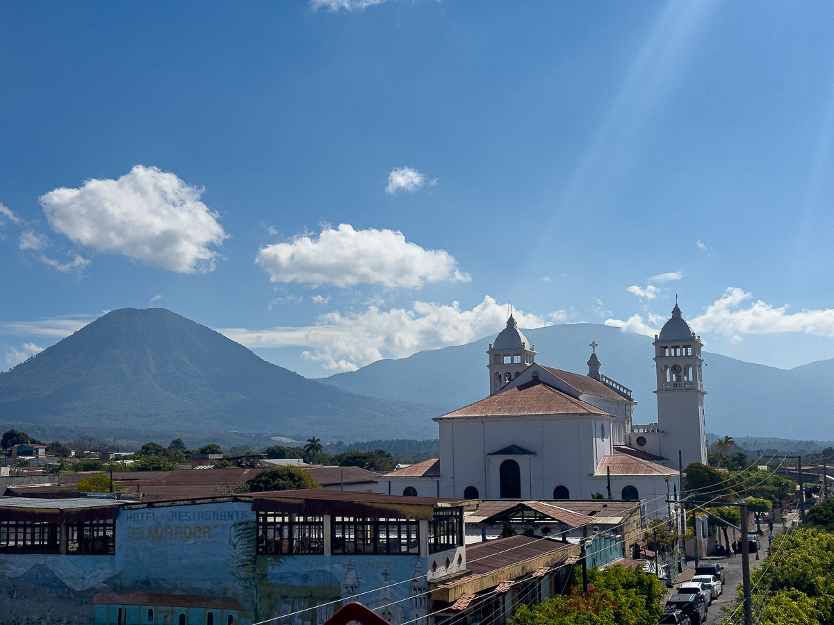 Juayua- church and mountain view.