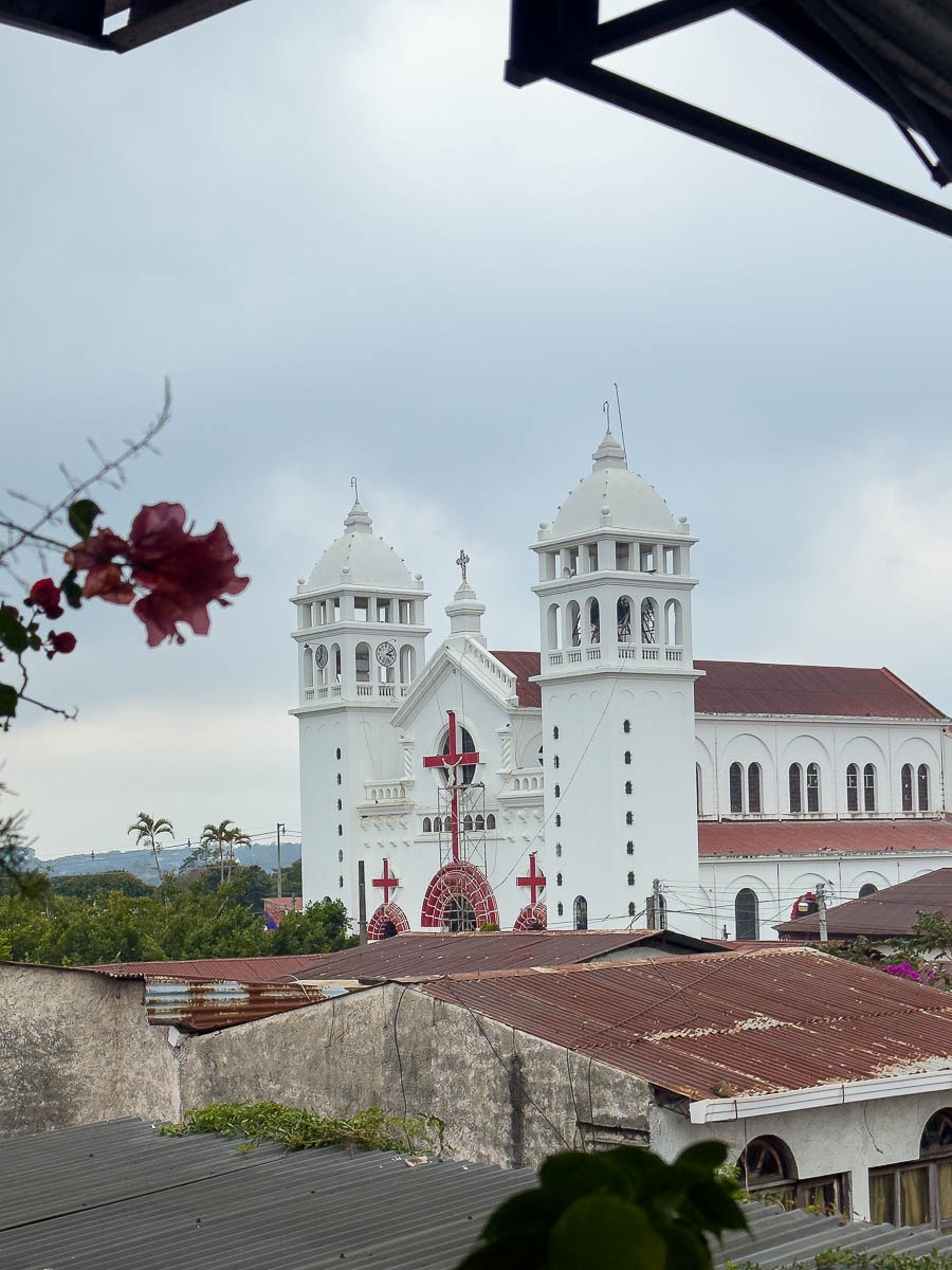 Juayua-church from afar.