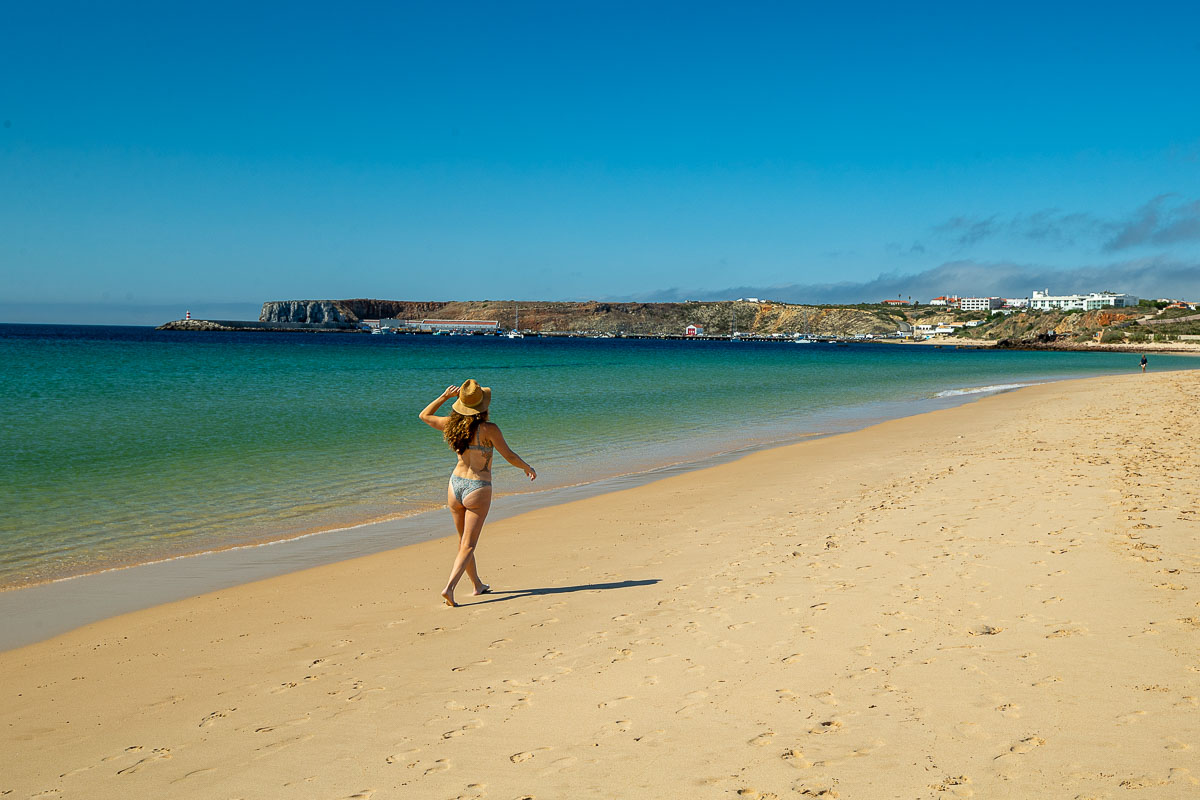 Nina on a beach in Sagres.