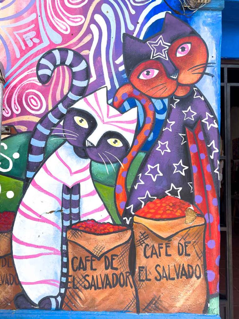 Cat mural in Ataco.