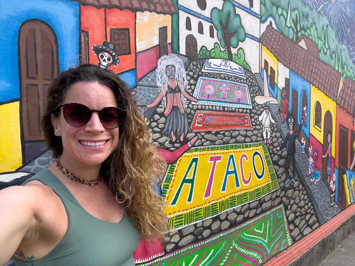 Nina at a mural in Ataco.