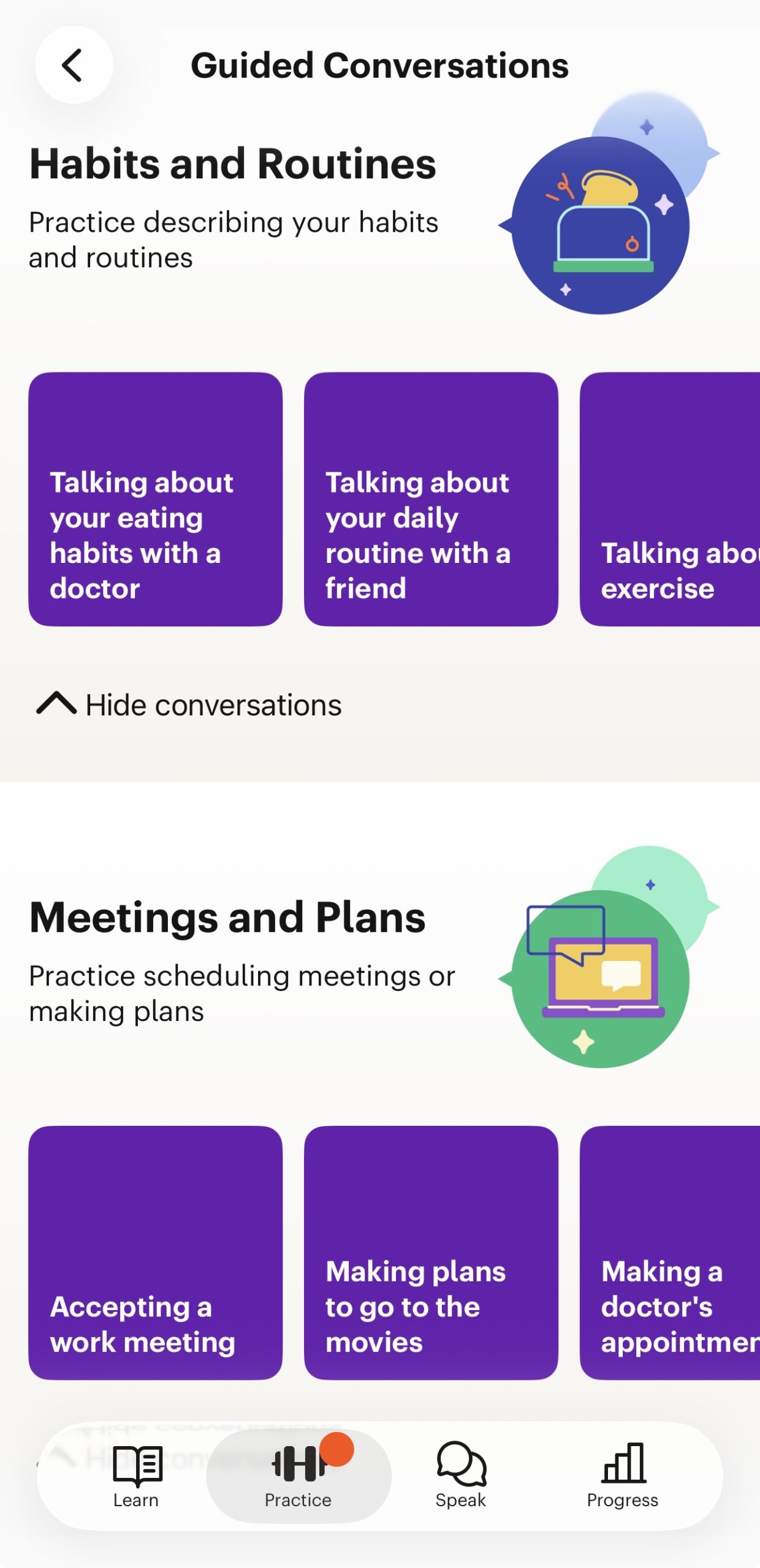 Babbel courses screenshot.