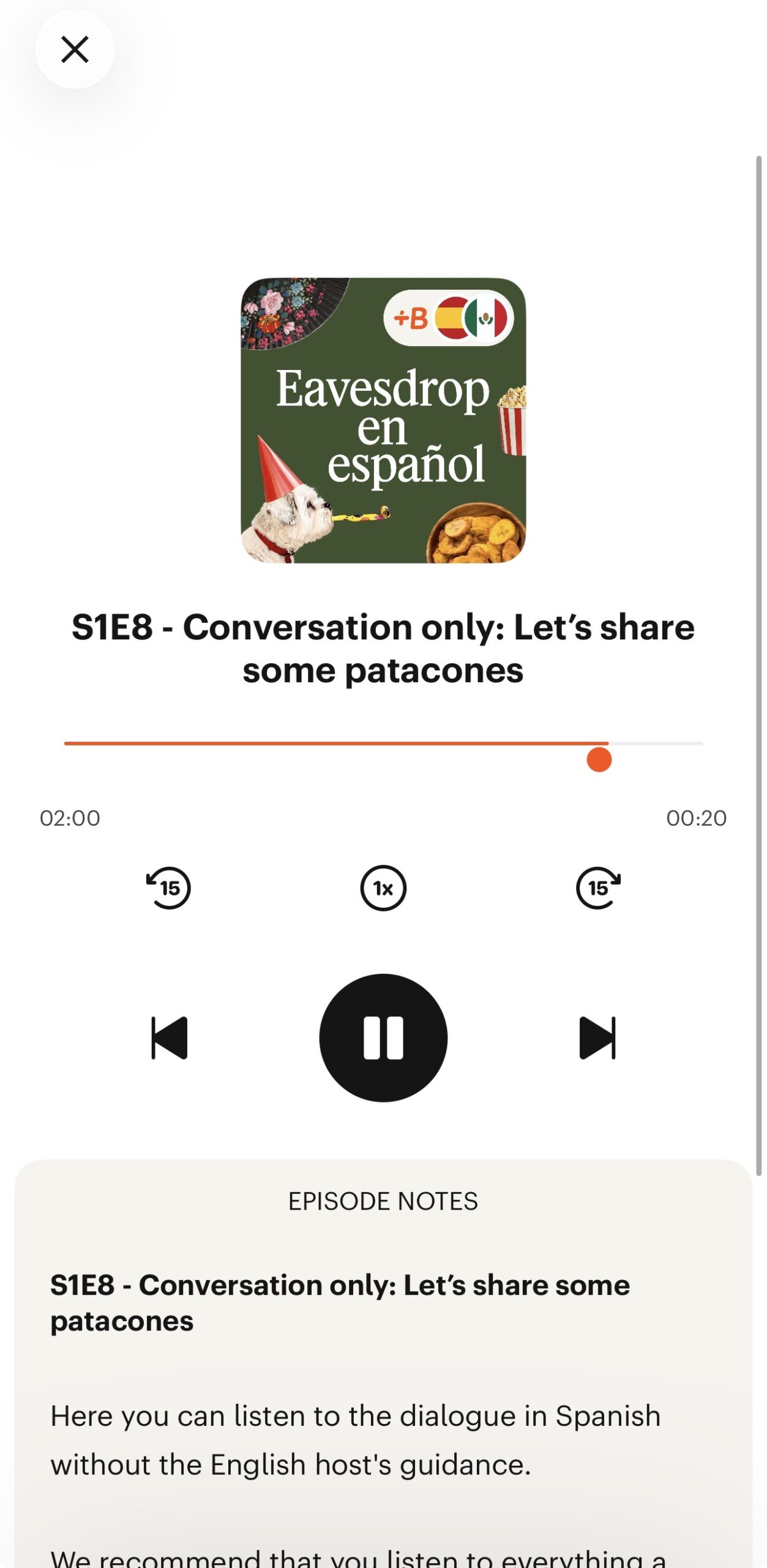 babbel podcast screenshot.