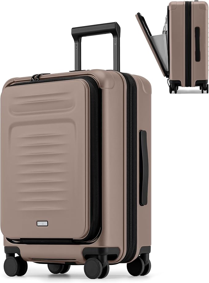 coolife front zip carry on luggage.