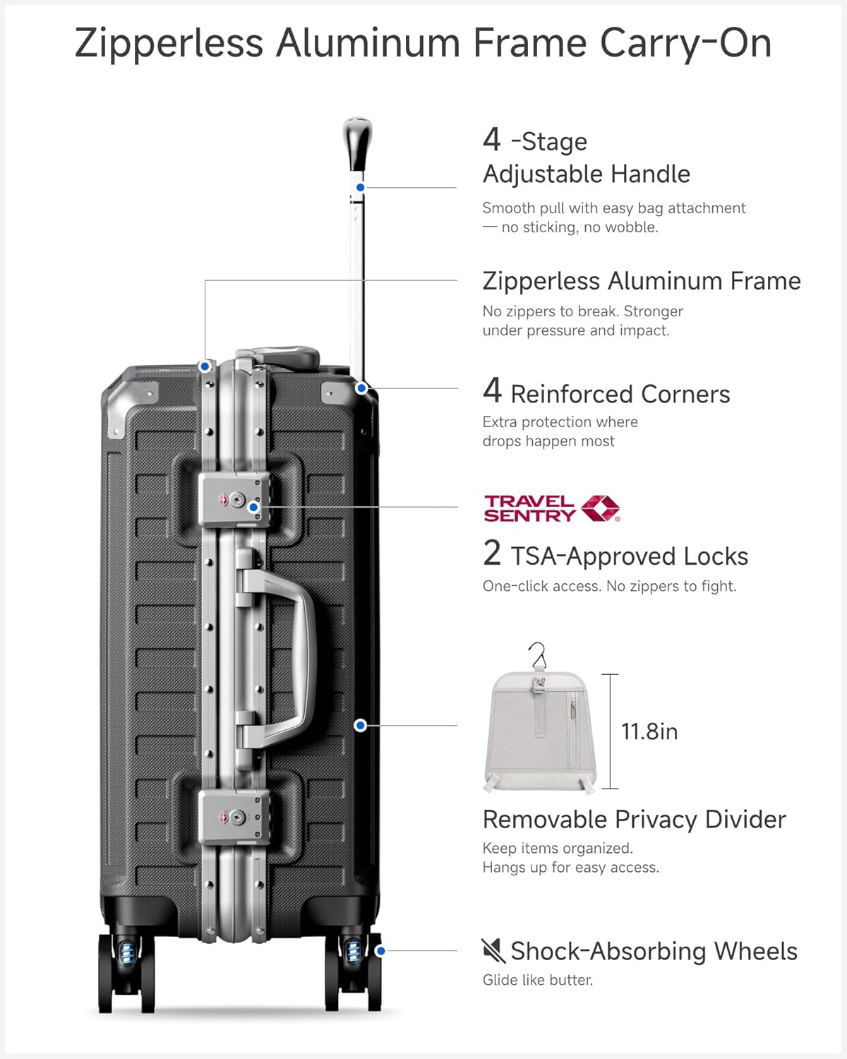 luggex zipperless suitcase features