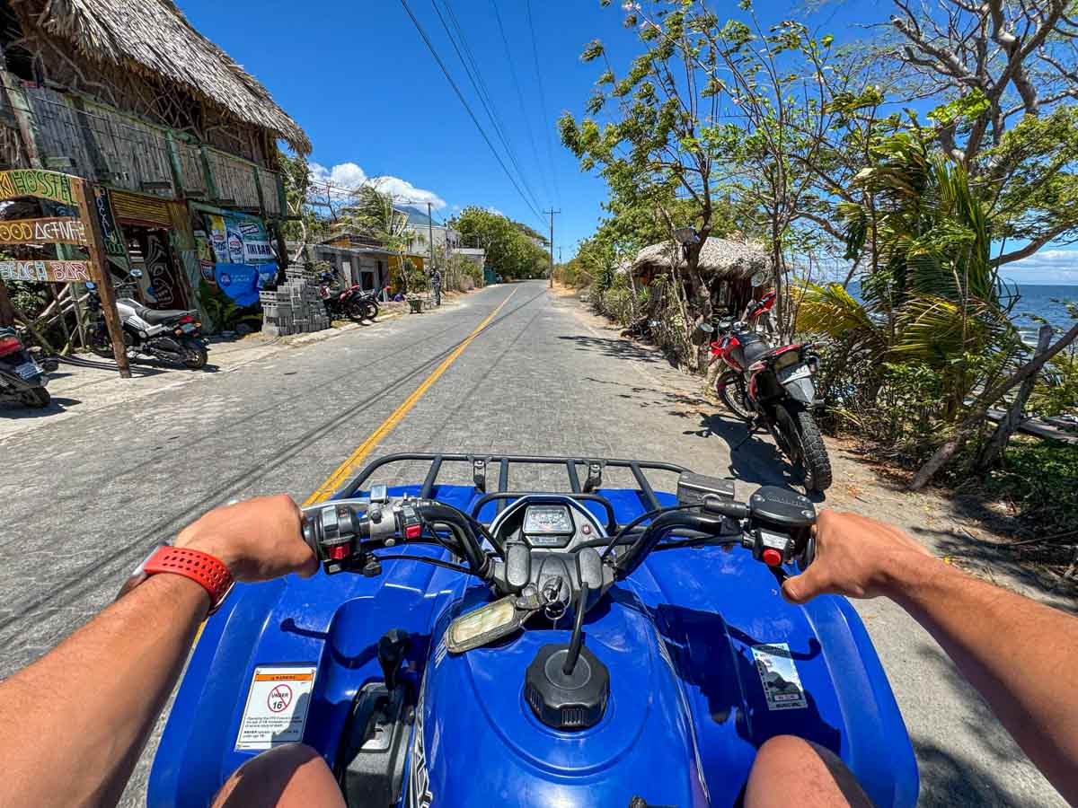 Driving an ATV on a dirt road on Ometepe, Nicaragua