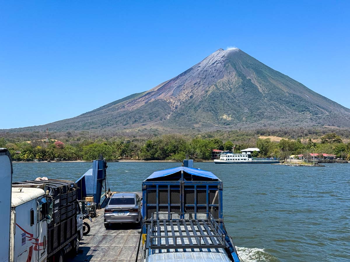 View of Ometepe from the ferry on Lake Nicaragua
