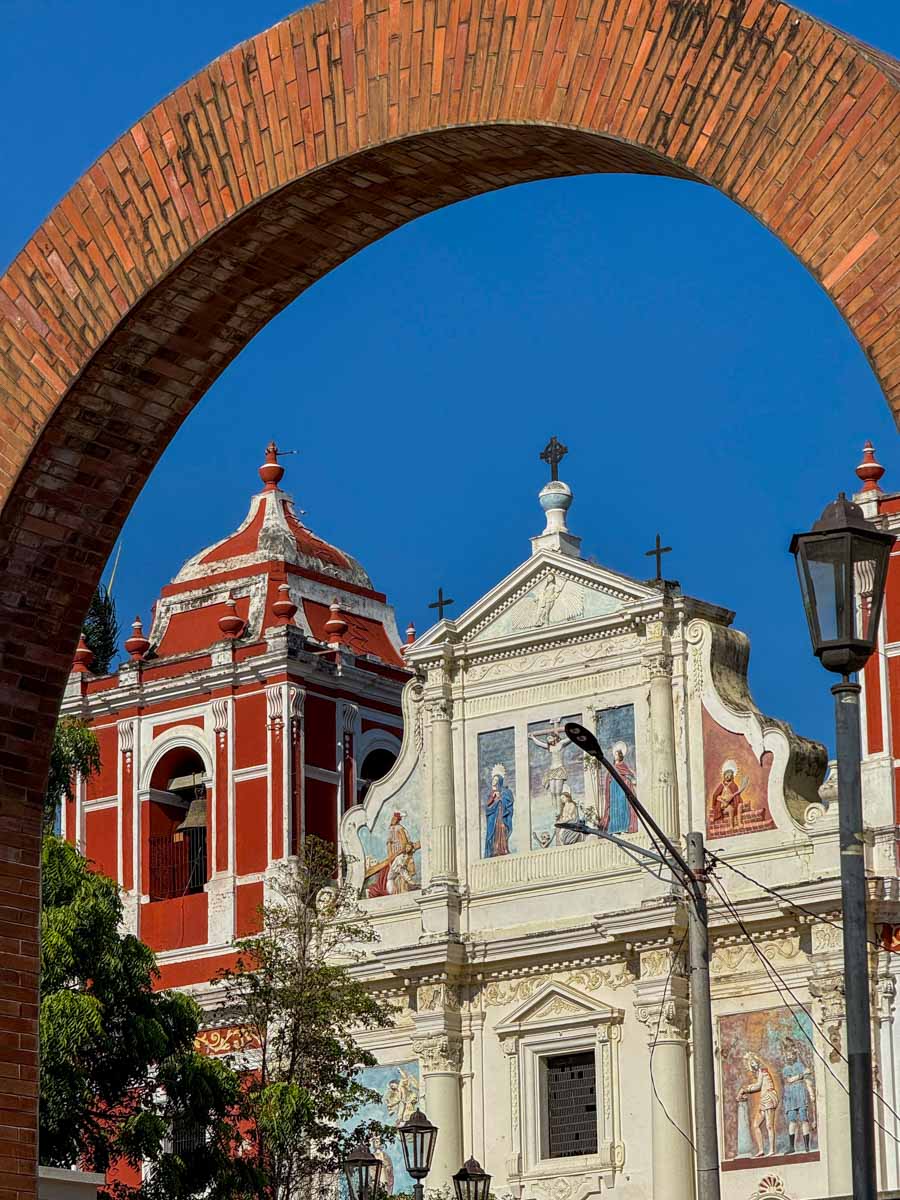 Red colonial church in León's historic center
