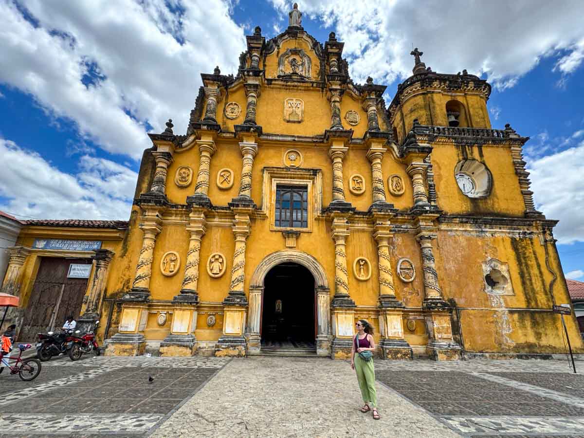 Yellow Iglesia de la Recolección church in León, Nicaragua