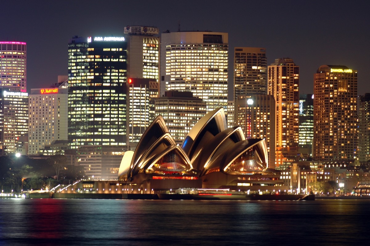 Sydney Opera House at night.