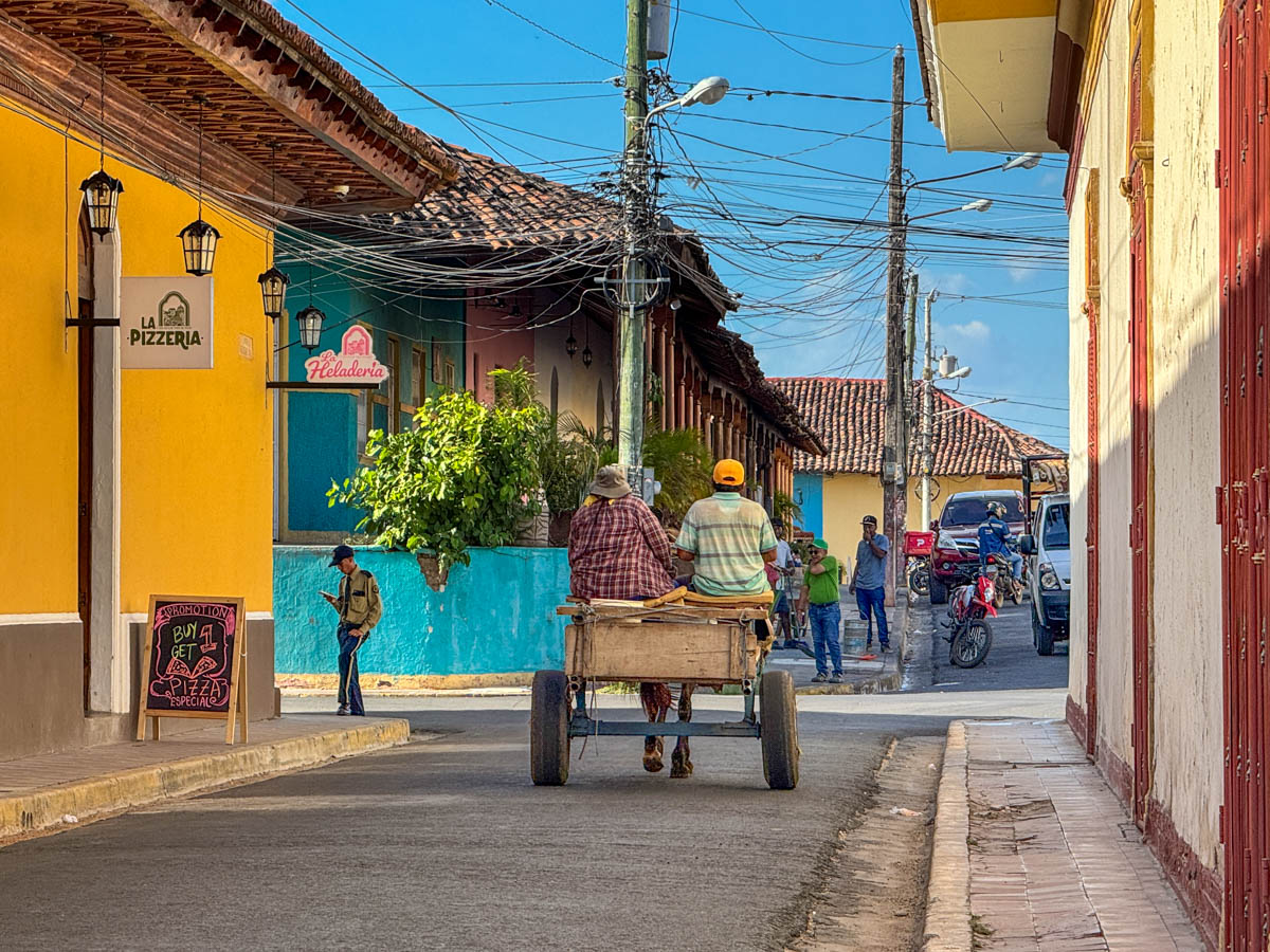 Horse-drawn carriage on a street in Granada, Nicaragua