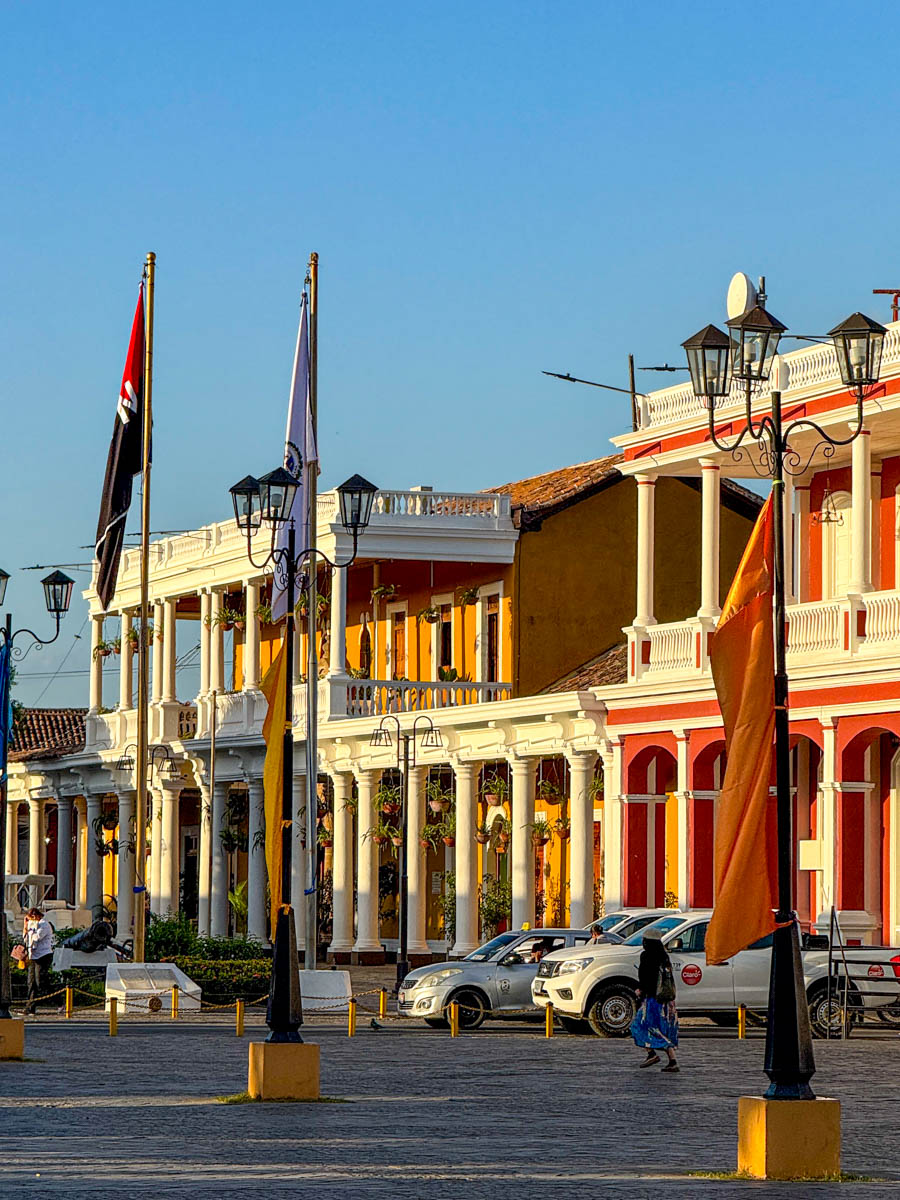Colorful colonial buildings in Granada's historic center