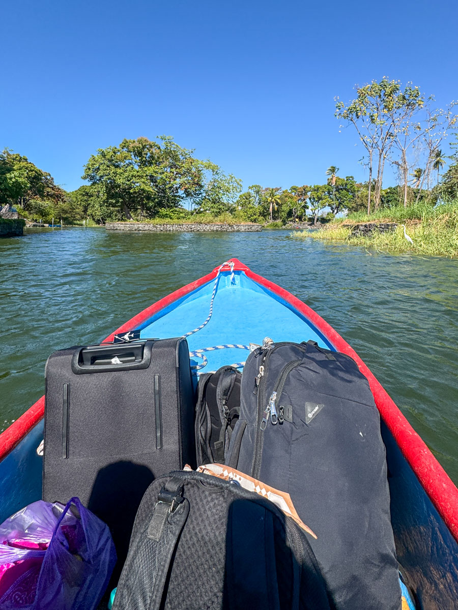 Luggage loaded on the boat to Isla Mirabel, Las Isletas, Granada
