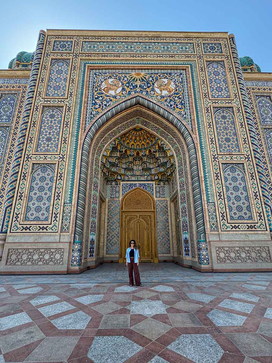 Nina outside the walls of Khujand Fortress, Tajikistan