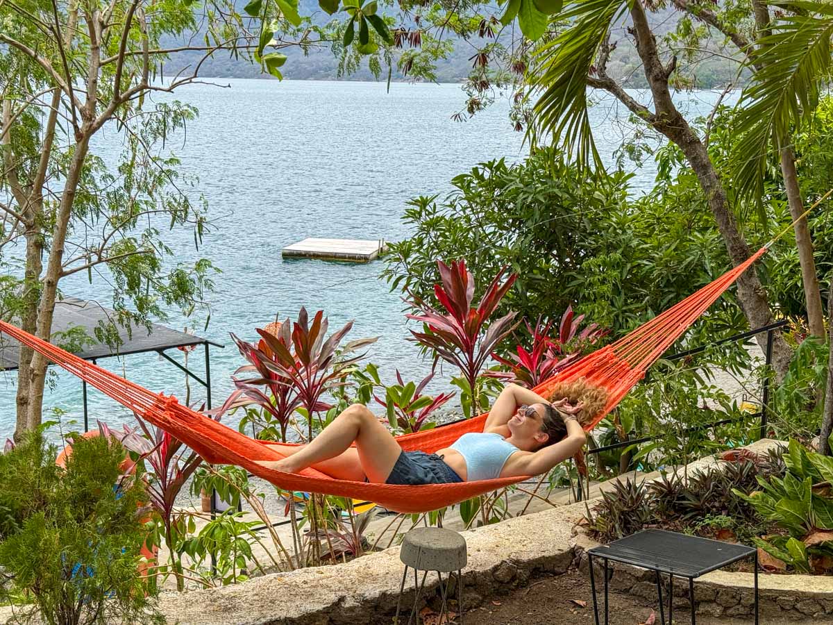 View across Laguna de Apoyo crater lake from a lakefront property