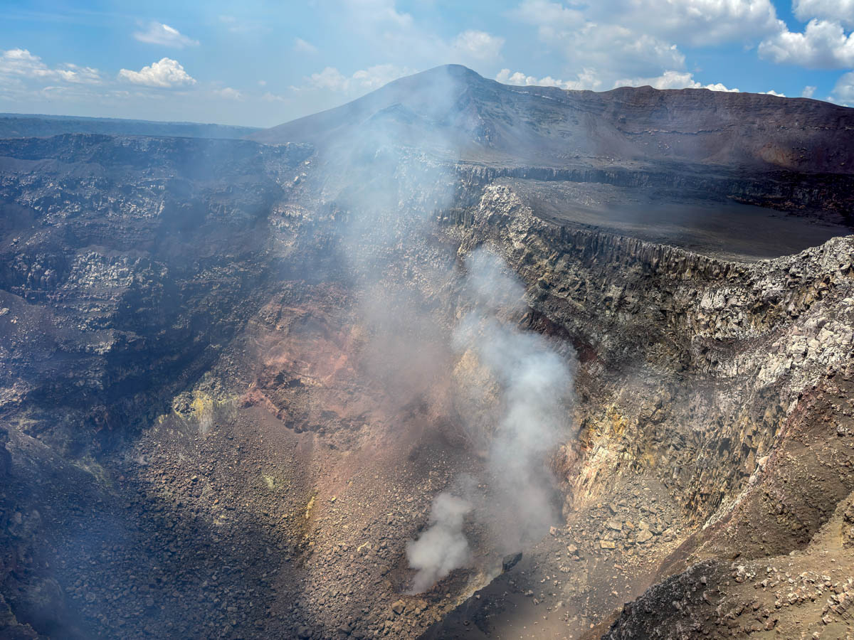 Smoke rising from Masaya Volcano's crater, one of the best day trips from Granada