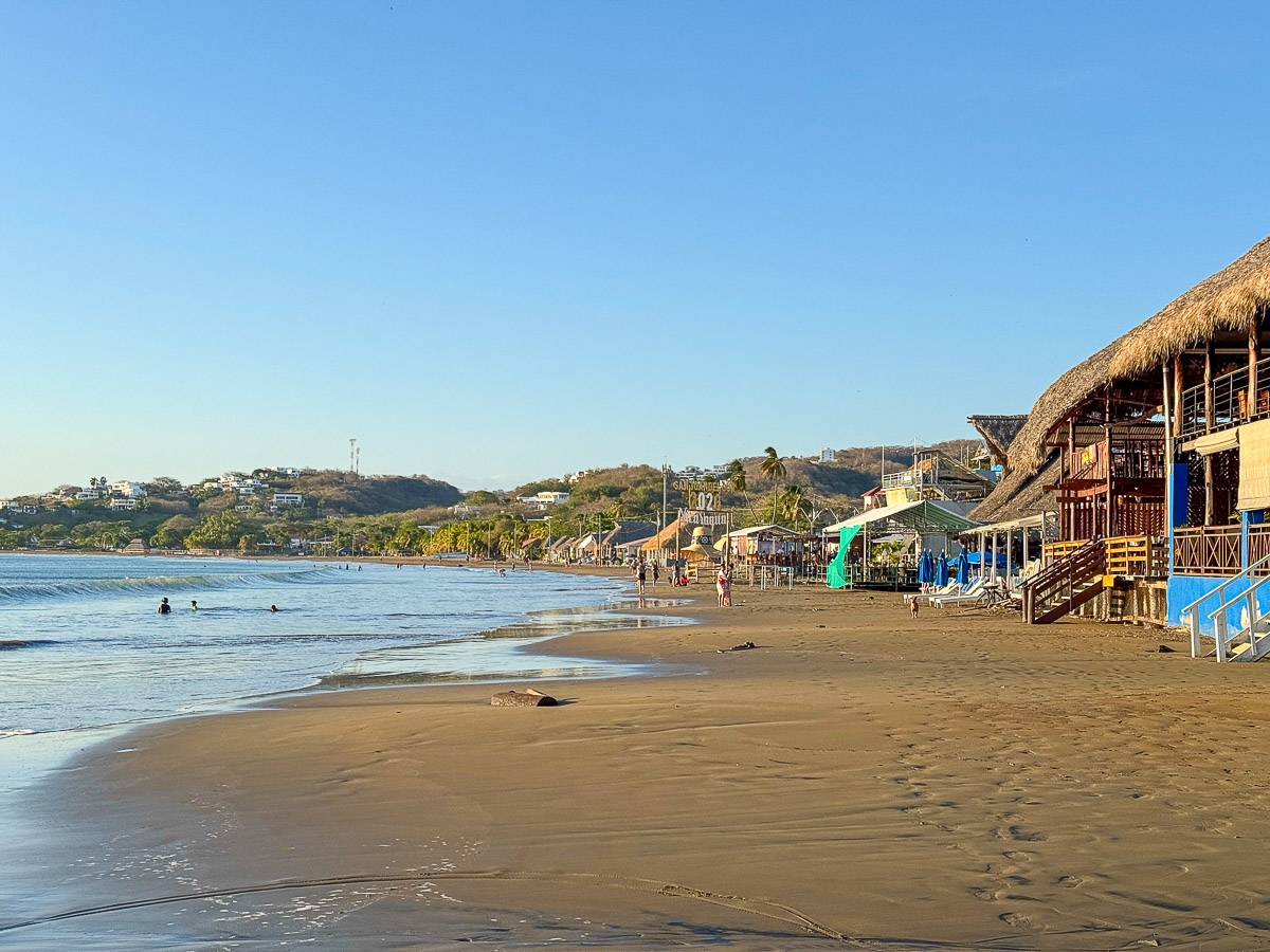 Wide view of the beach and bay in San Juan del Sur, Nicaragua