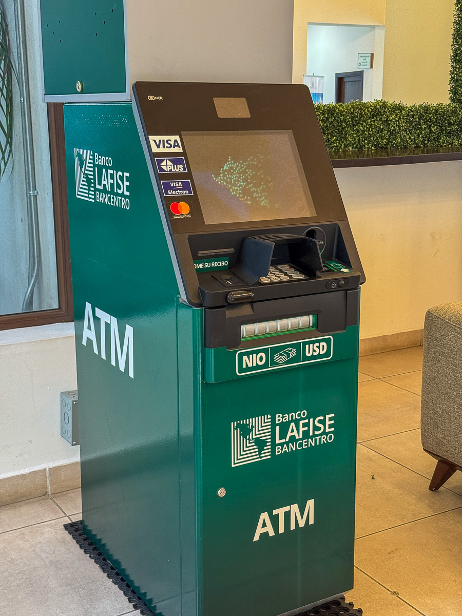 Using an ATM to get cash in Nicaragua