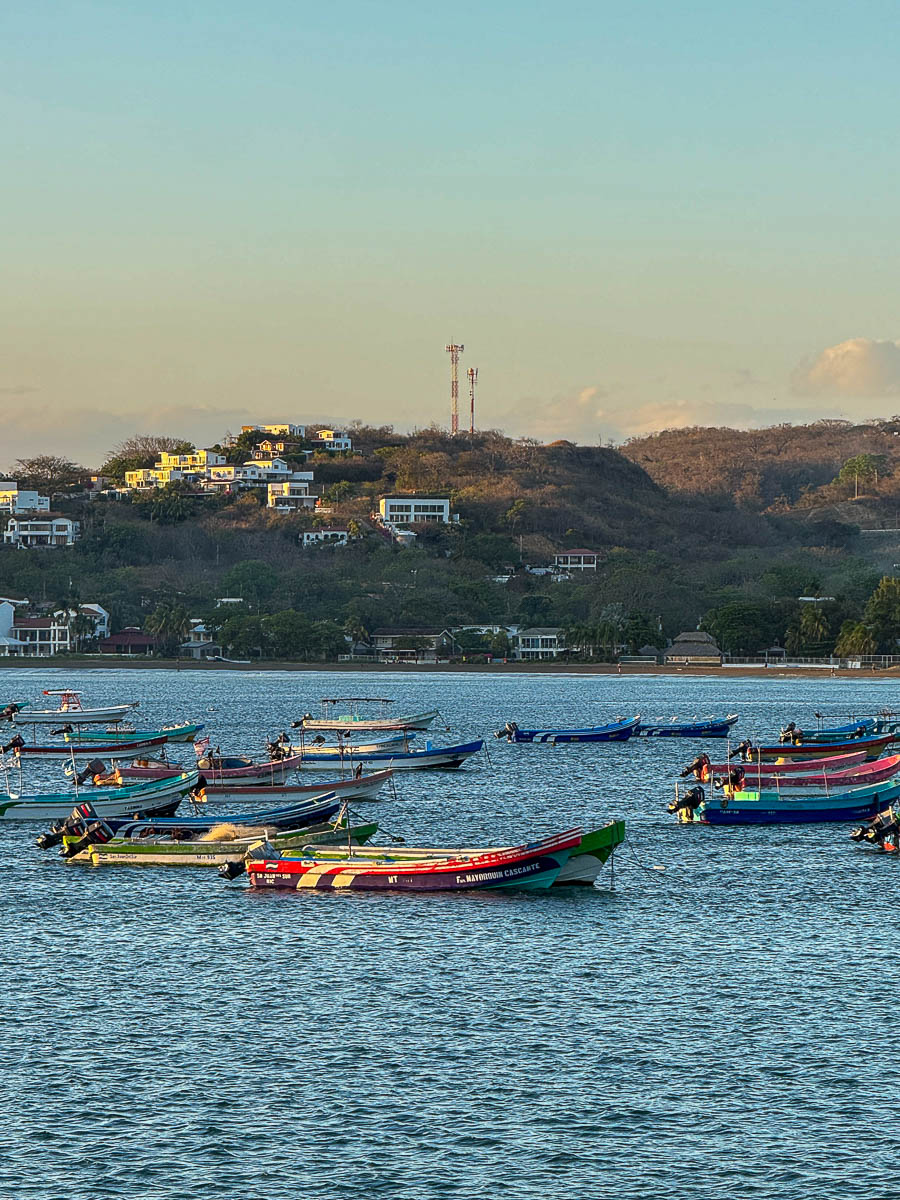 Boats anchored in San Juan del Sur bay, Nicaragua