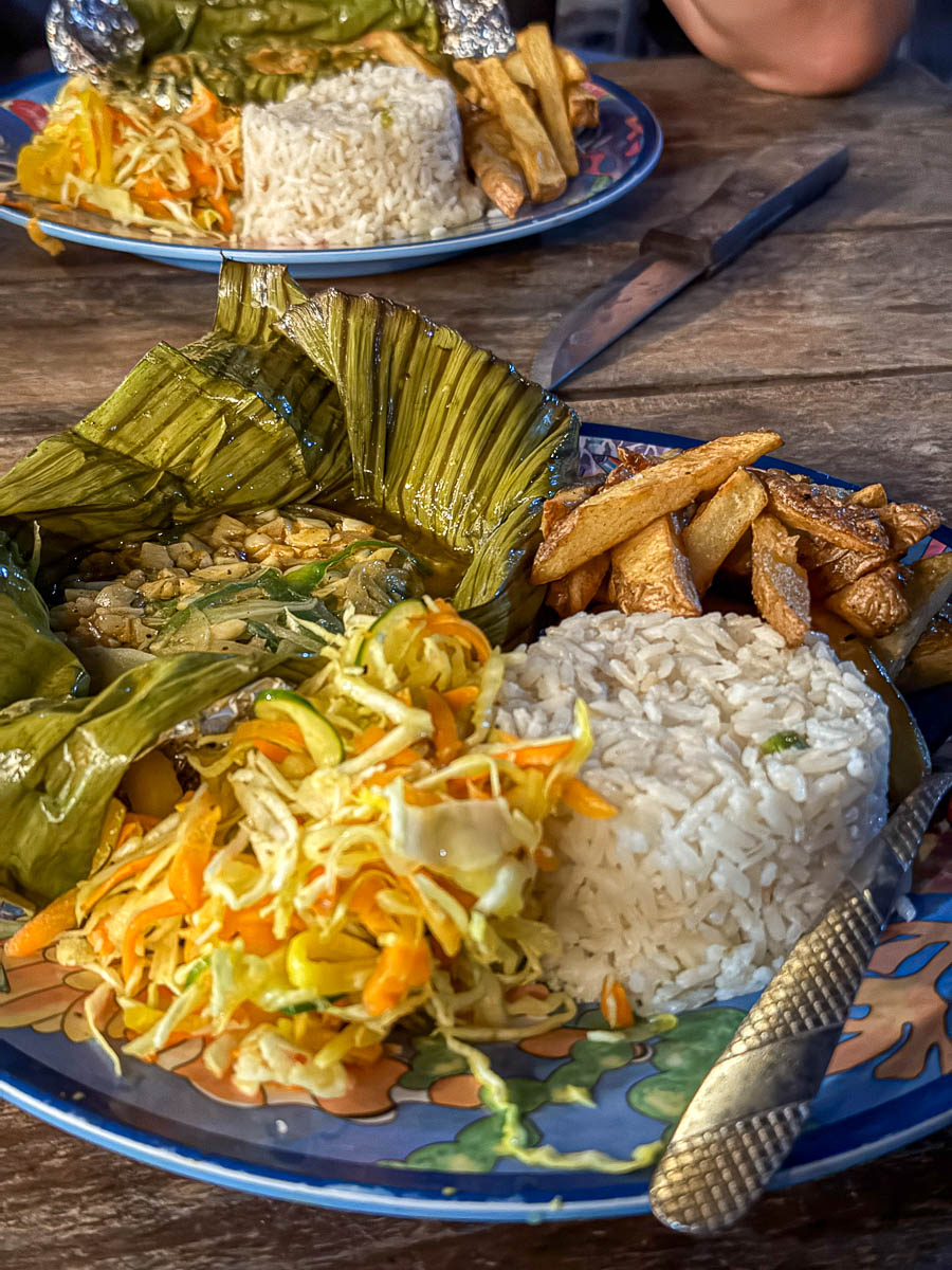 Fresh fish dinner at a restaurant in Popoyo, Nicaragua
