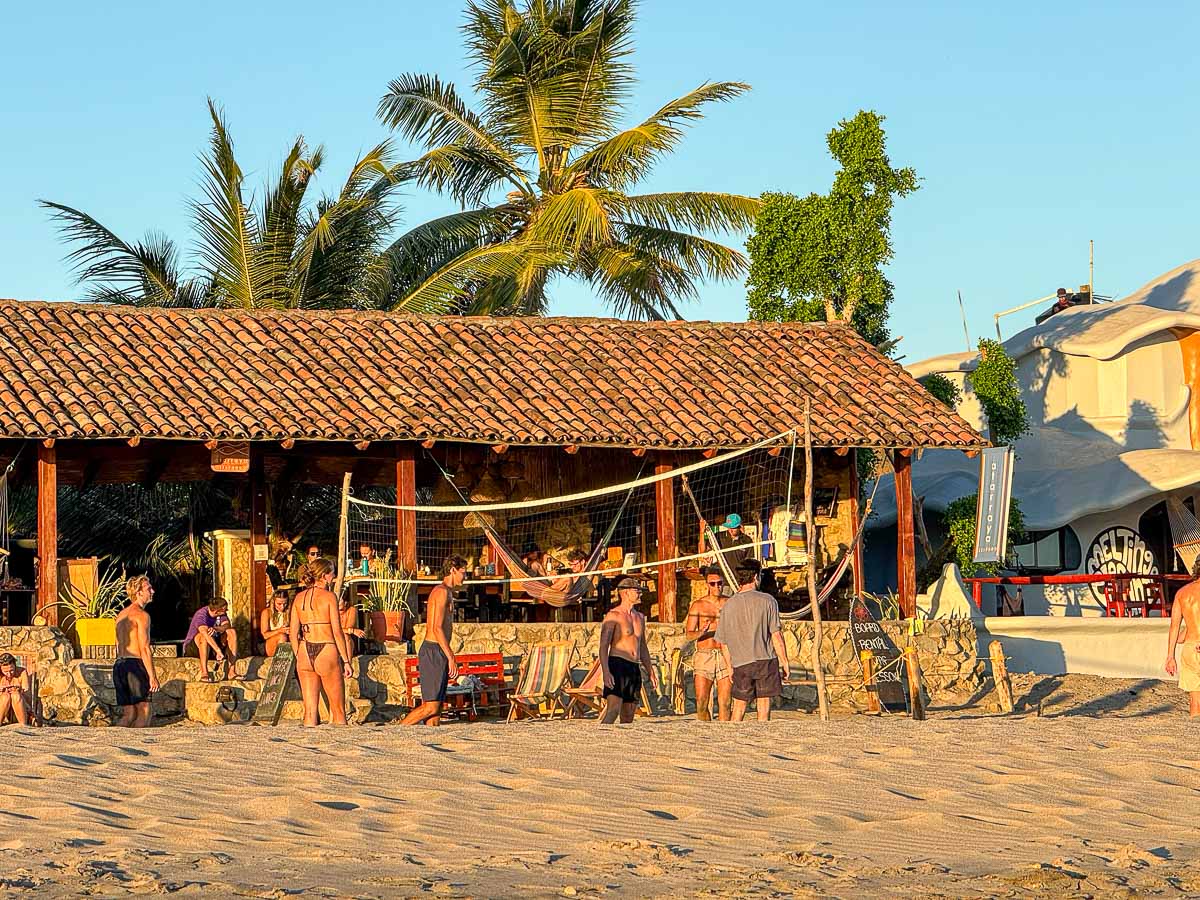 People playing beach volleyball in Popoyo, Nicaragua
