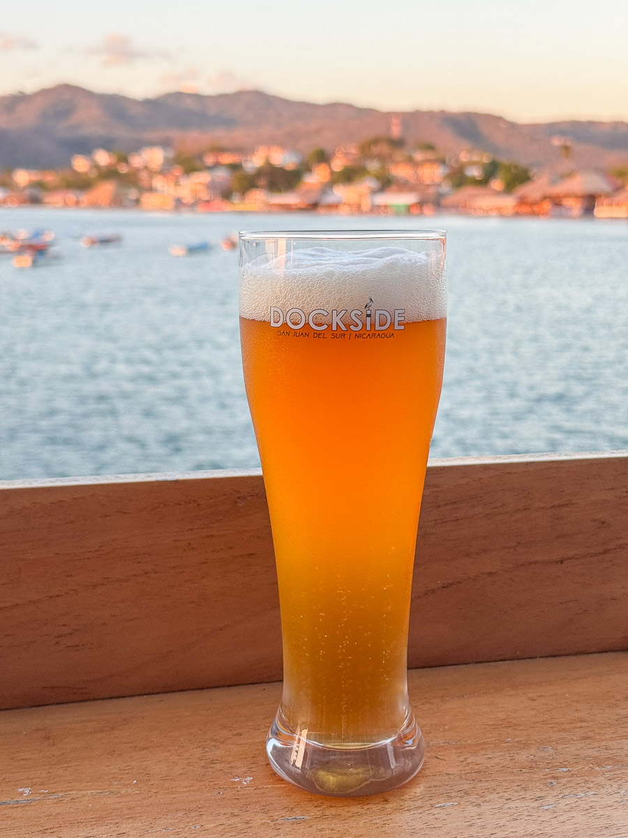 Cold beer at Dockside on the San Juan del Sur waterfront