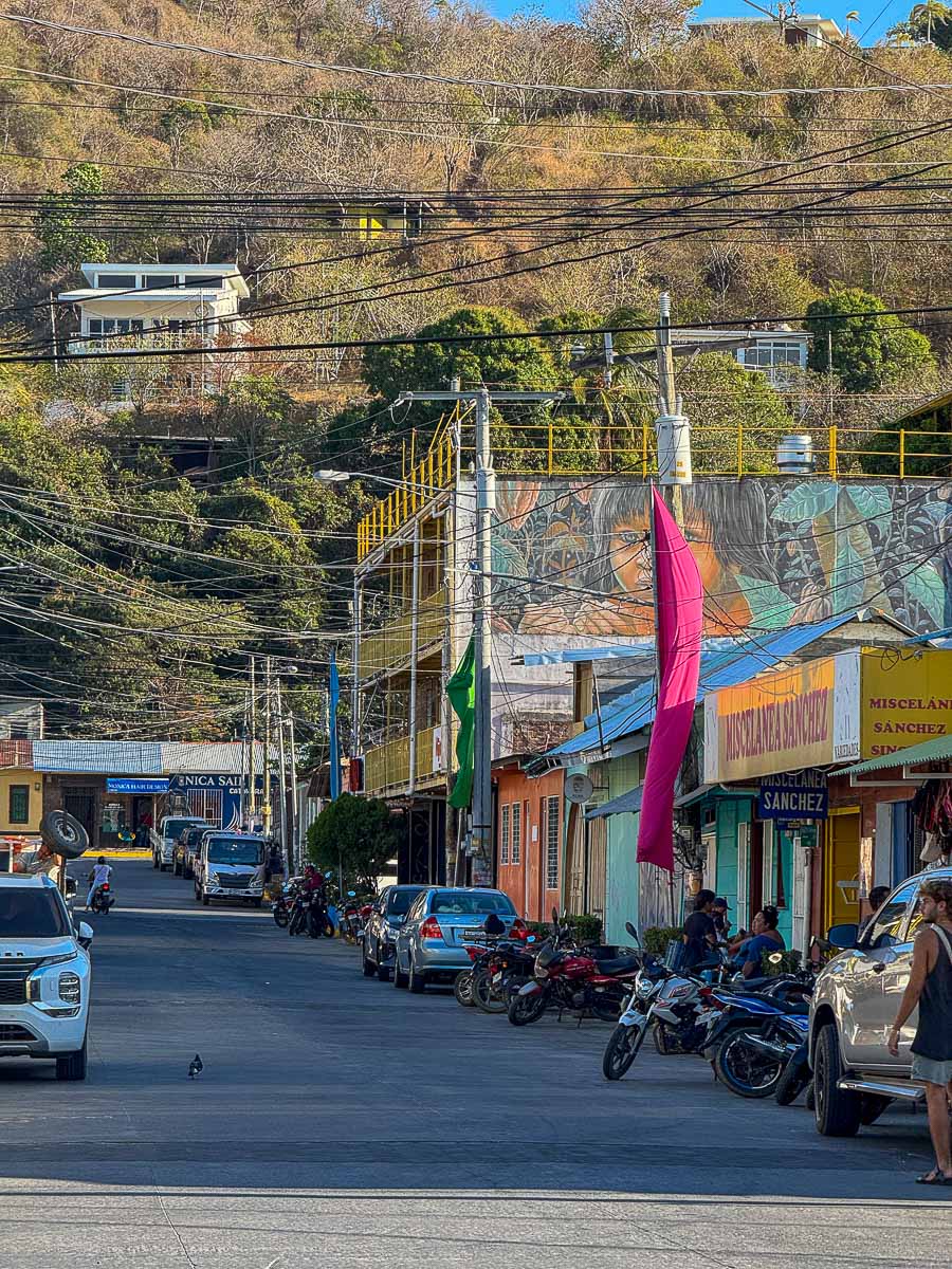 Colorful street in San Juan del Sur town, Nicaragua
