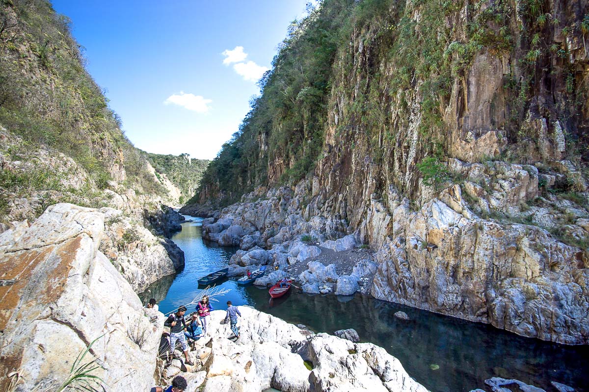 Visitors taking in the cliffs of Somoto Canyon in northern Nicaragua